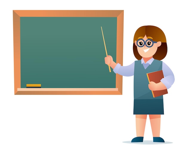 Vector cute female teacher cartoon character