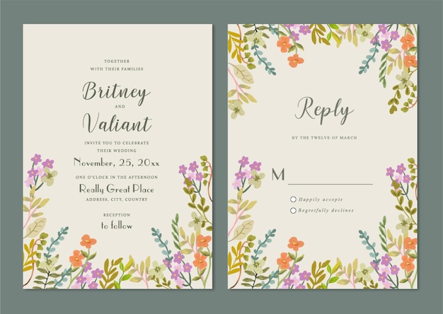 Cute and feminine Floral Wedding Invitation