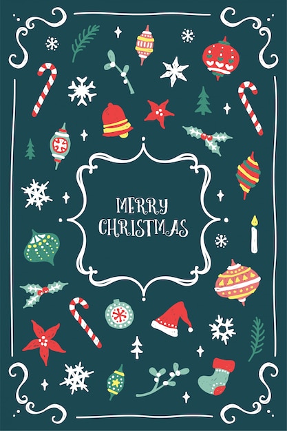 Vector cute and festive christmas card