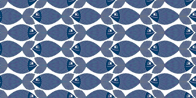 Vector cute fiches seamless background, seamless pattern, cute childish background for children textile or wrapping paper or packaging for seafood products.
