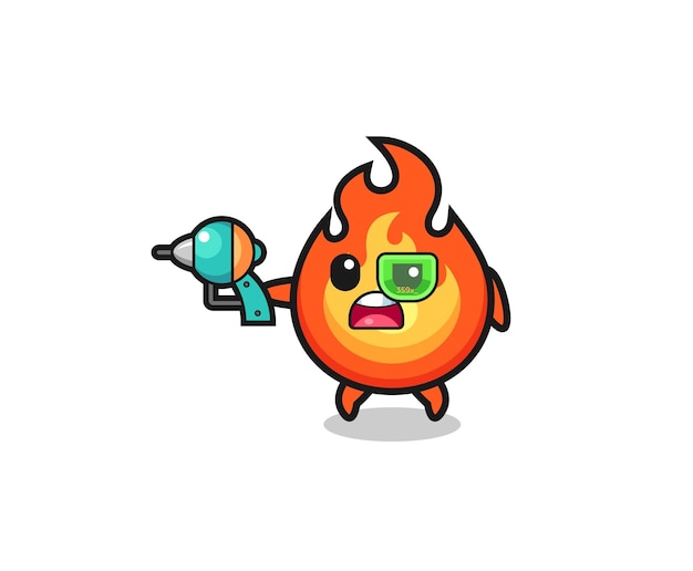 Cute fire holding a future gun  cute design