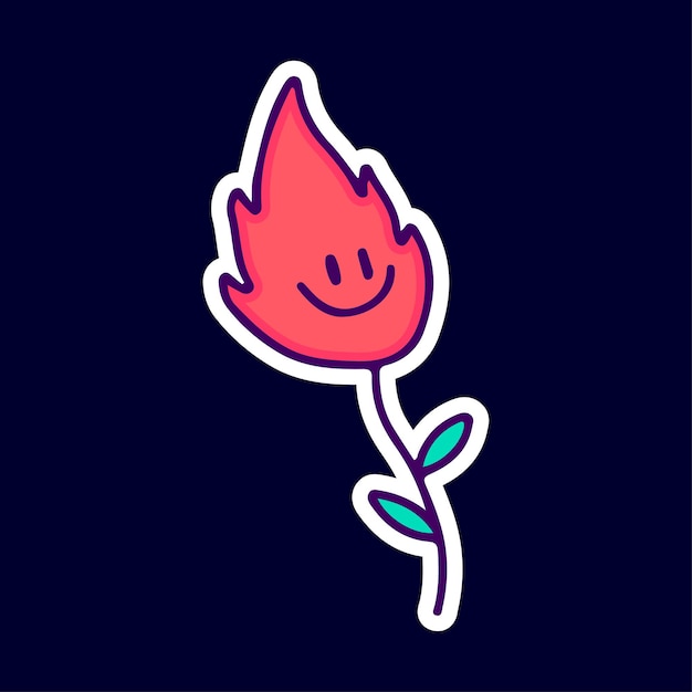 Cute fire plant illustration. Artwork for street wear, t shirt.