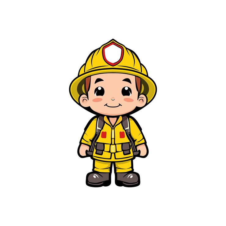 cute firefighter cartoon illustration