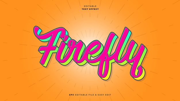 Vector cute firefly editable text effect