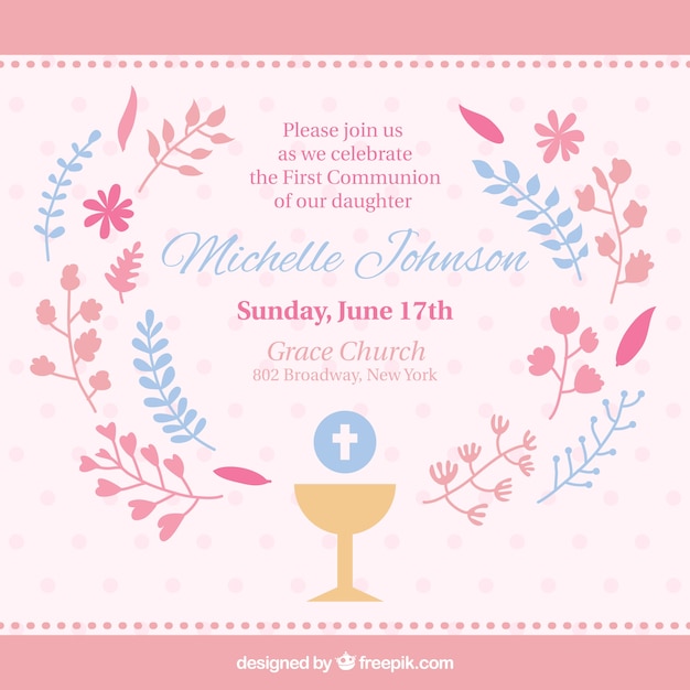 Vector cute first communion invitation