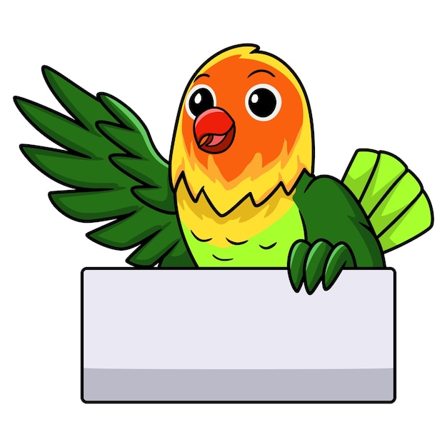 Vector cute fischer love bird cartoon waving hand