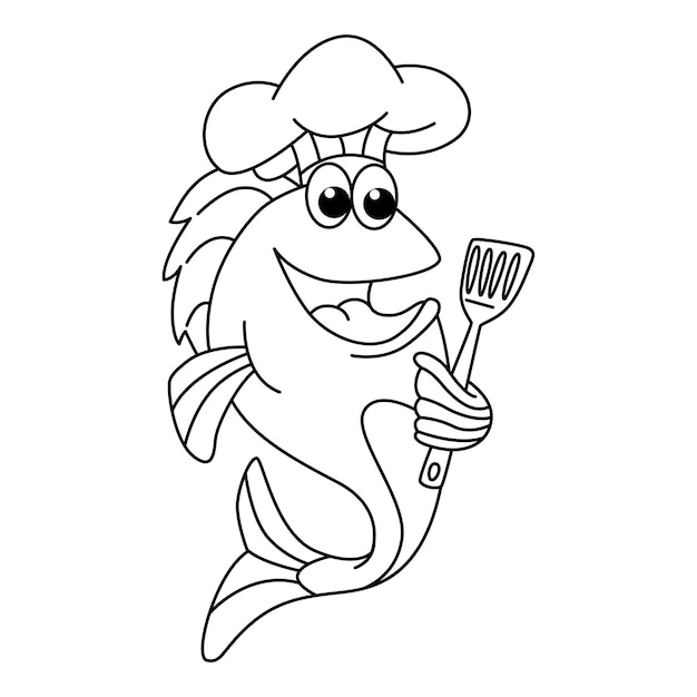 Cute fish cartoon characters vector illustration For kids coloring book