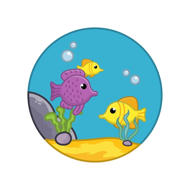 Vector cute fish cartoon vector icon illustration animal concept vector