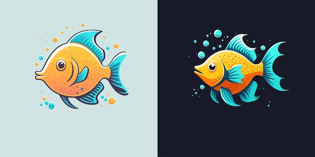 Pesce carino in cartone animato illustrazione vettoriale animale marino per icona logo o mascotte