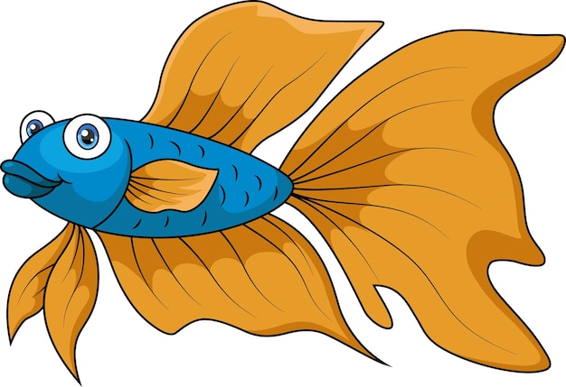 Cute fish cartoon on white background