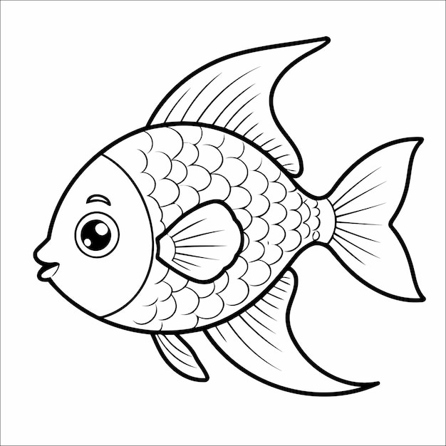 Cute Fish Coloring Book For Kids