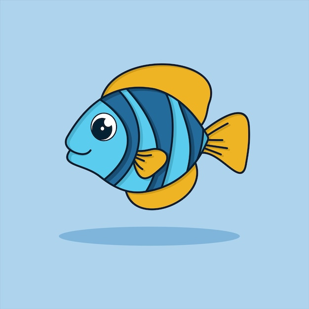 Cute fish vector icon illustration flat cartoon style animal nature icon concept