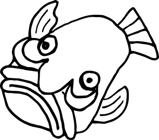 Vector cute fish on a white background