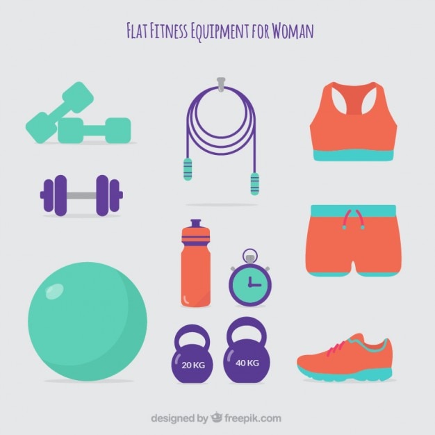 Premium Vector Cute fitness equipment for woman in flat style