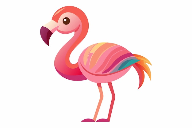 Vector cute flamingo fancy gradient illustration in white background