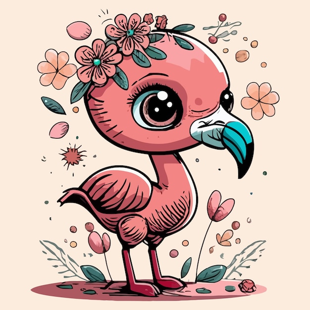 Cute Flamingo Vector Illustration