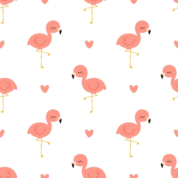 Cute flamingo with heart pattern