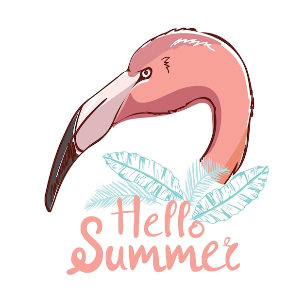 Cute flamingo with sunglasses glasses pineapple vector illustration summer print design children print on tshirt