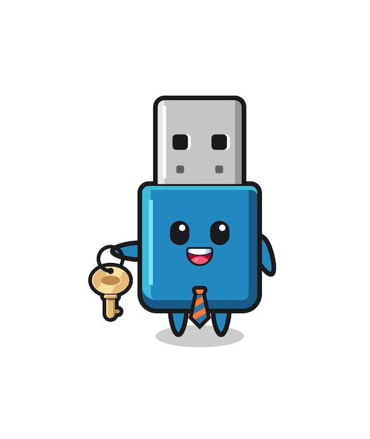 Simpatico flash drive usb come mascotte di un agente immobiliare