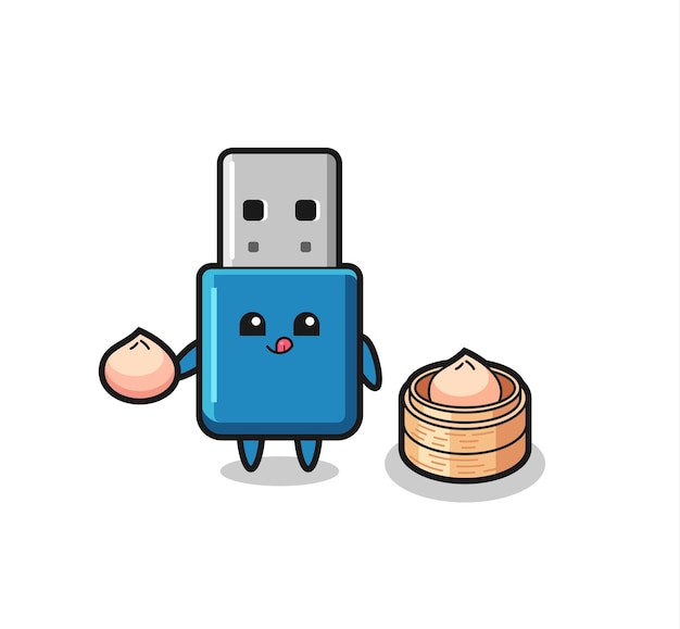 Cute flash drive usb character eating steamed buns