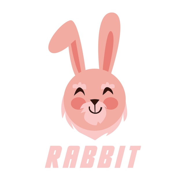 Cute Flat Animal Rabbit Vector