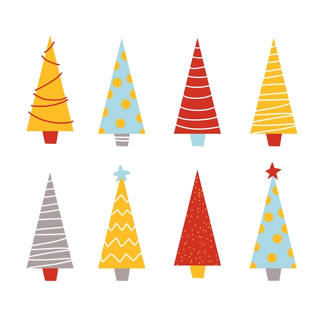 クリスマス新年トウヒ松の木のかわいいフラットデザイン