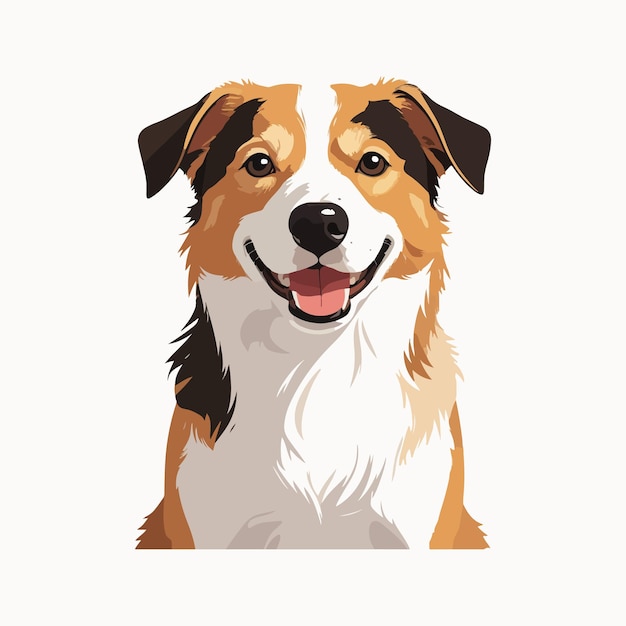 カートゥーンスタイルのペット動物のベクトルを白い背景に描いた可愛い平らな犬の顔のイラスト