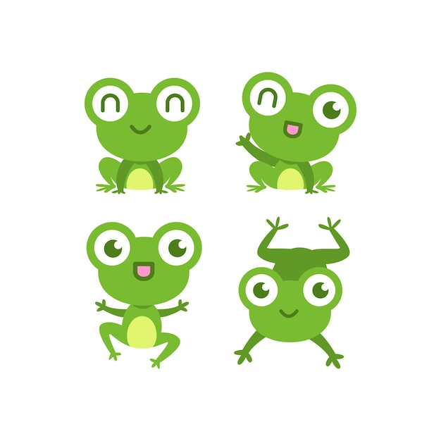 Vector cute flat frog collection