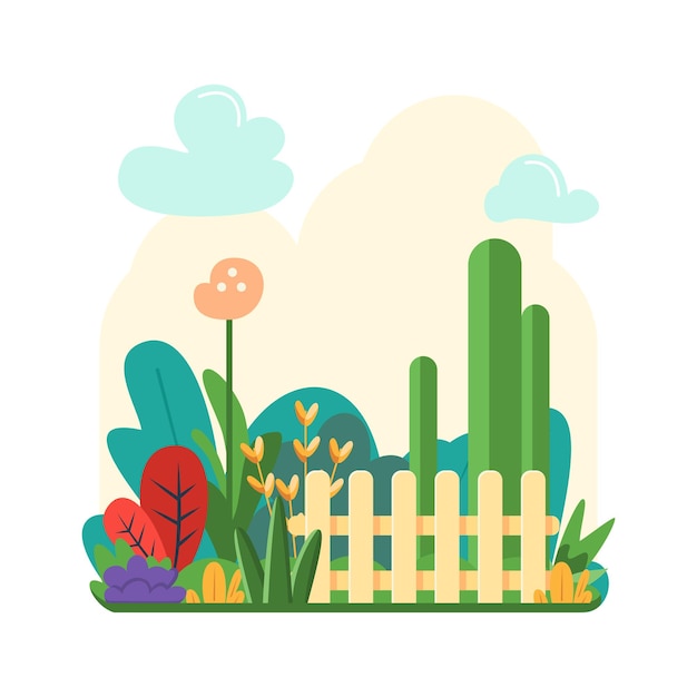 cute flat garden plant illustration