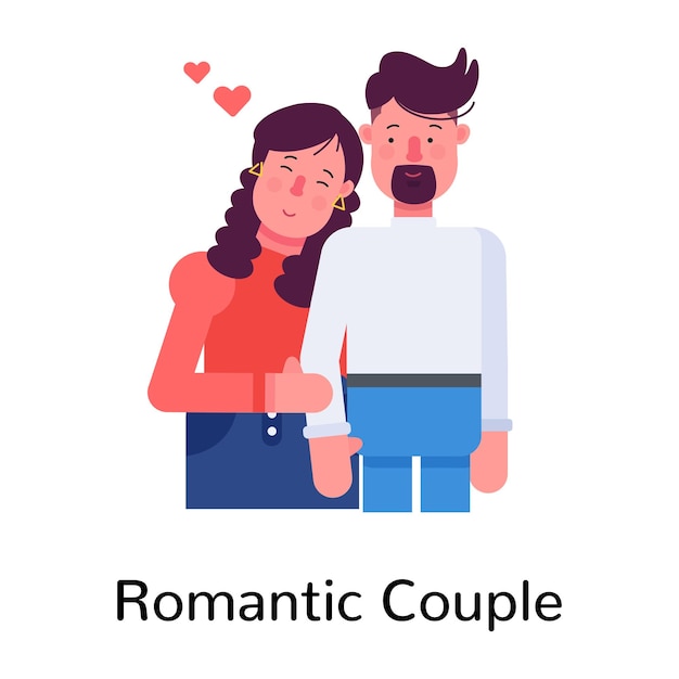 Cute flat icon depicting couple love