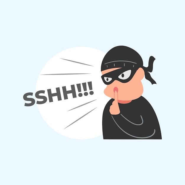 Vettore fumetto sveglio dell'illustrazione piana dell'hacker ladro che ruba i soldi di dati per il logo della mascotte dell'icona dell'autoadesivo di web