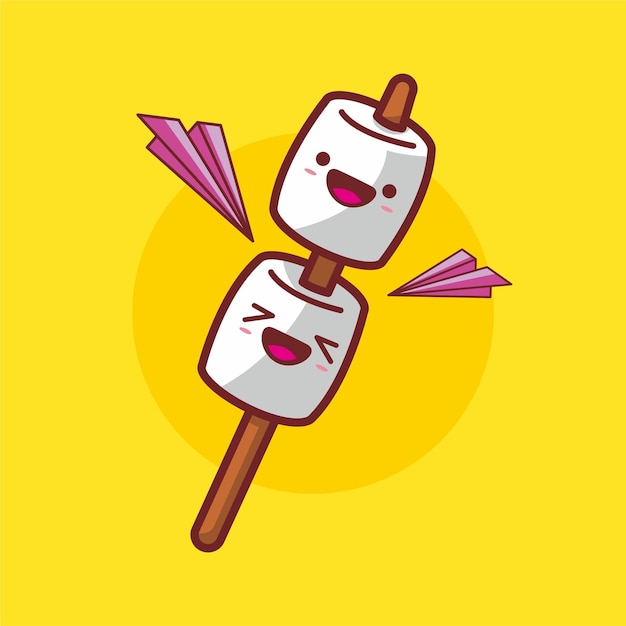 Vector cute flat illustration marshmallow