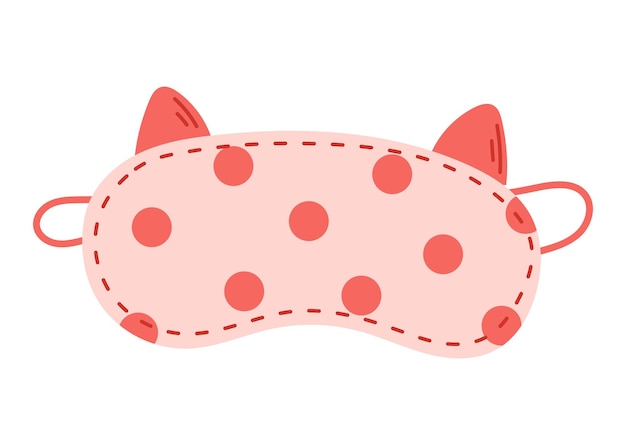 Cute flat polka dot sleep Eye Mask with cat ears Vector isolated night self care accessory