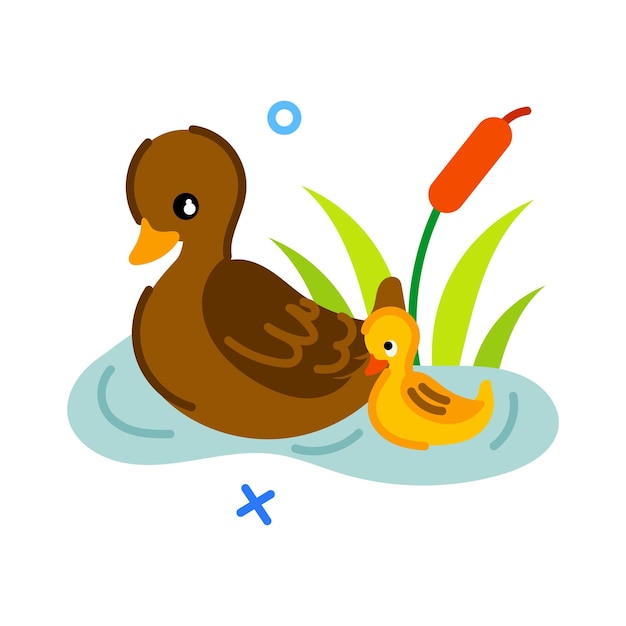 Vector cute flat sticker of a duck mom