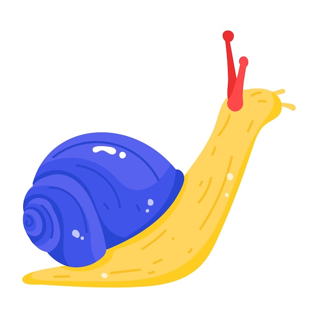 A cute flat sticker of snail