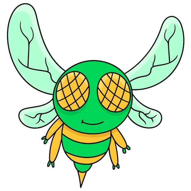 Vettore volano carine mosche, scarabocchi disegna kawaii. illustrazione vettoriale arte