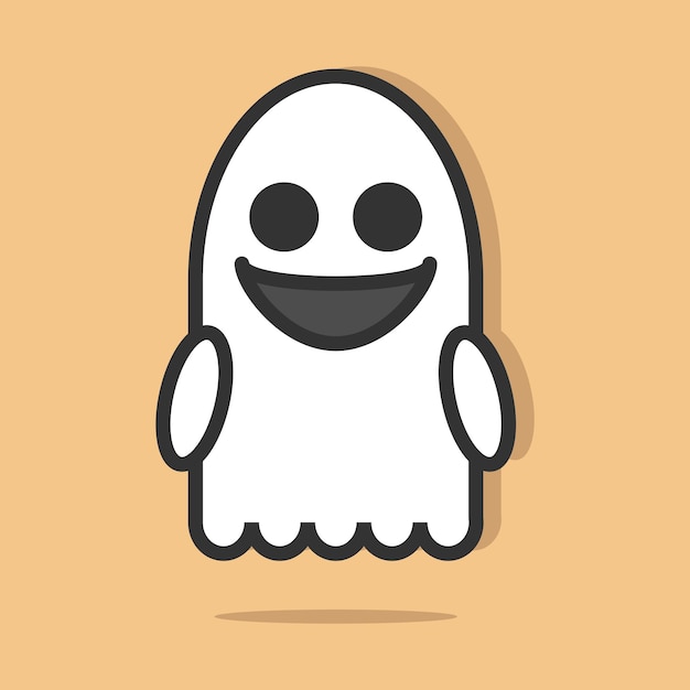 Cute floating ghost character with minimal cartoon style