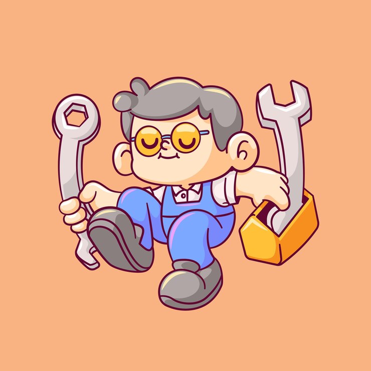 Vector 귀여운 부동 정비사 만화 벡터