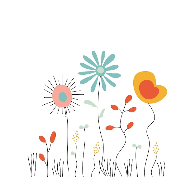 cute floral abstract doodle illustration