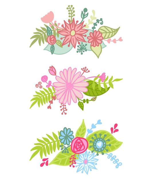 Vector cute floral bouquets