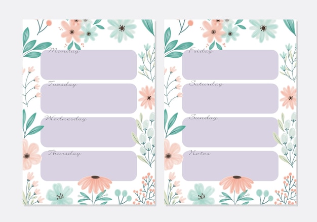 Cute Floral Daily Notes Template