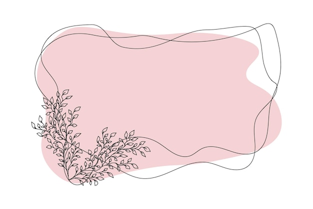 落書きスタイルの葉と茎を持つかわいい花のフレーム。設計のための白い要素に分離