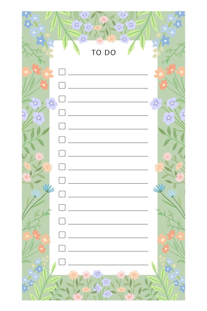 Cute floral garden to do list template