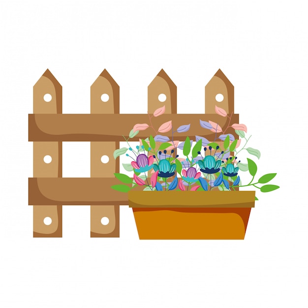 Cute floral houseplant with fence