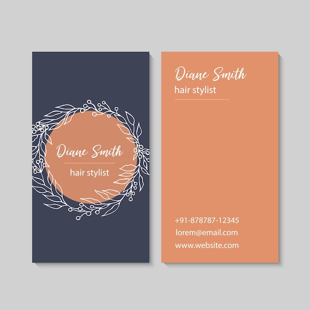 Cute Floral pattern Business card name card Design Template Vector