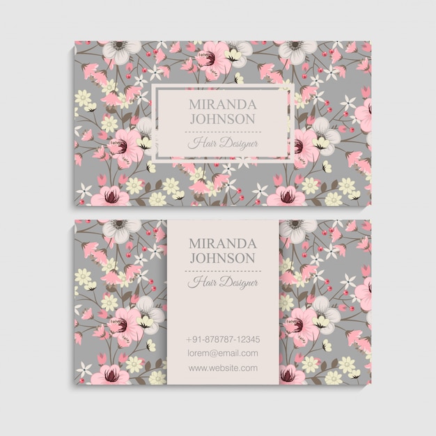 Cute floral pattern business card name card design template
