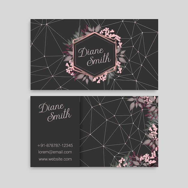 Cute floral pattern business card name card design template