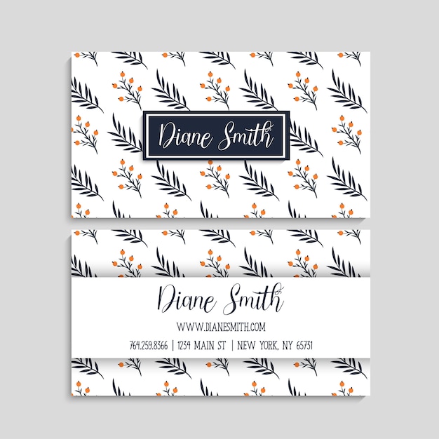 Cute Floral pattern Business card name card Design Template