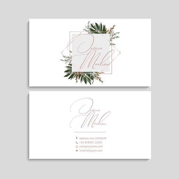 Vector cute floral pattern business card name card design template