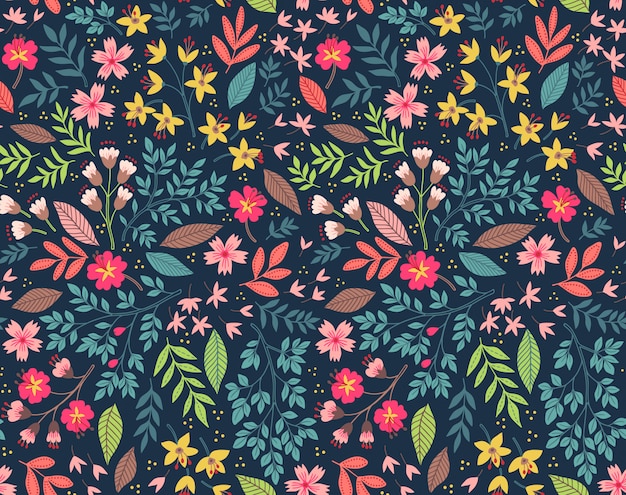 Cute floral pattern in the small colorful flowers. Seamless vector background.